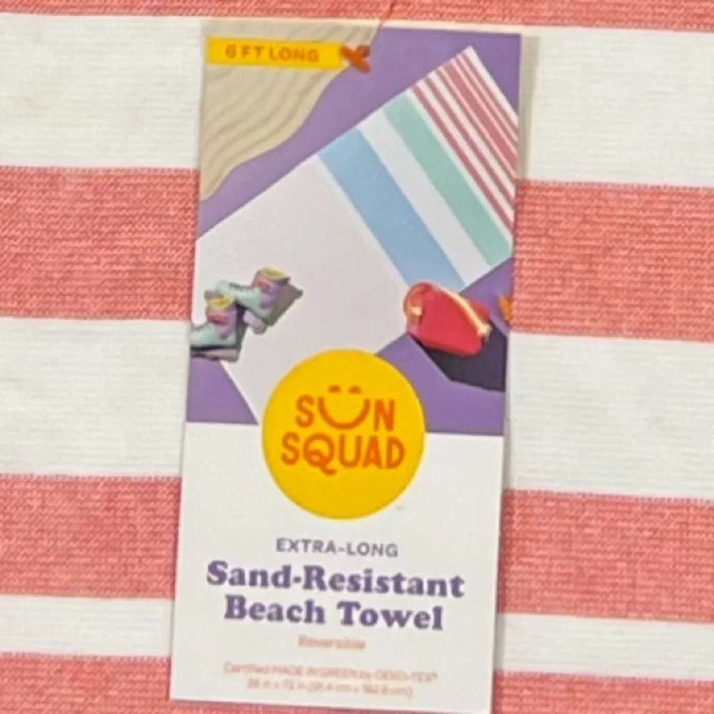Sun Squad - ‘Sand Resistant Stripes’ Beach Towel. 36” x 72”.  NWT Last one!